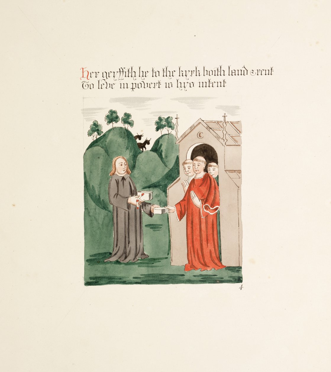 Ms. New Coll 380, f36r. Antikvitetene til Cathedral Church of Saint Mary, Carlisle, tegnet av Robert Carlile, 1795 (penn og blekk og wc på papir) av Robert Carlile