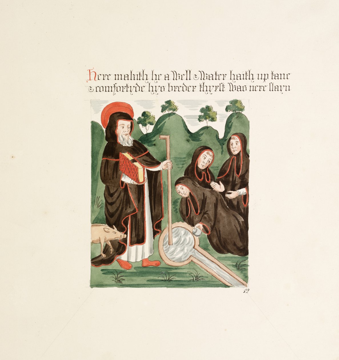 Ms. New Coll 380, f44r. Antikvitetene til Cathedral Church of Saint Mary, Carlisle, tegnet av Robert Carlile, 1795 (penn og blekk og wc på papir) av Robert Carlile