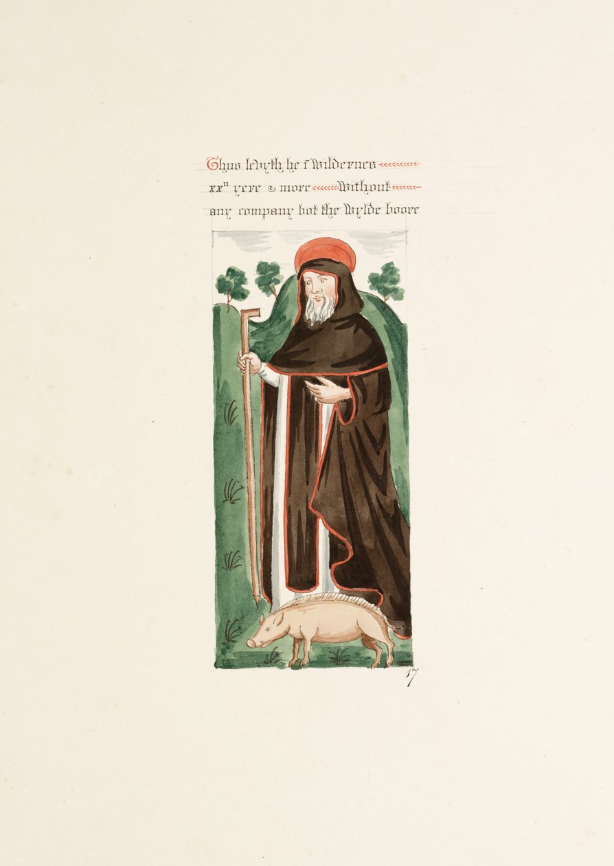 Ms. New Coll 380, f47r. Antikvitetene til Cathedral Church of Saint Mary, Carlisle, tegnet av Robert Carlile, 1795 (penn og blekk og wc på papir) av Robert Carlile
