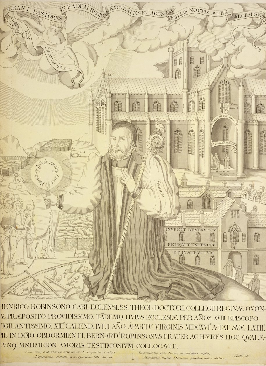 Ms. New Coll 380, f5r. Antikvitetene til Cathedral Church of Saint Mary, Carlisle, tegnet av Robert Carlile, 1795 (penn og blekk og vask på papir) av Robert Carlile