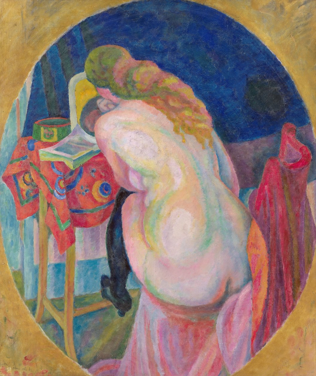 Naken kvinne som leser av Robert Delaunay