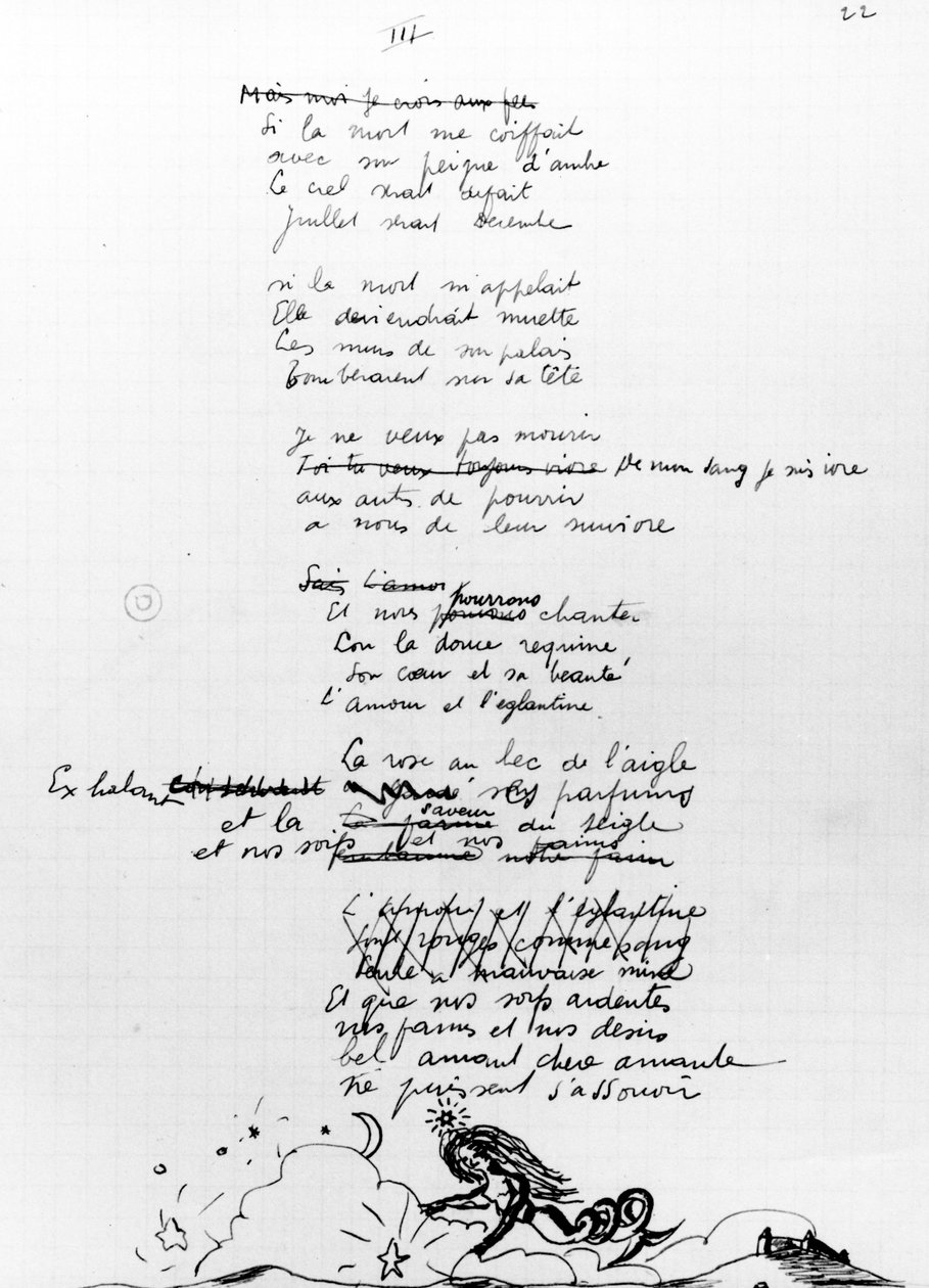 Dikt, 1936-7 (penn og blekk på papir) av Robert Desnos