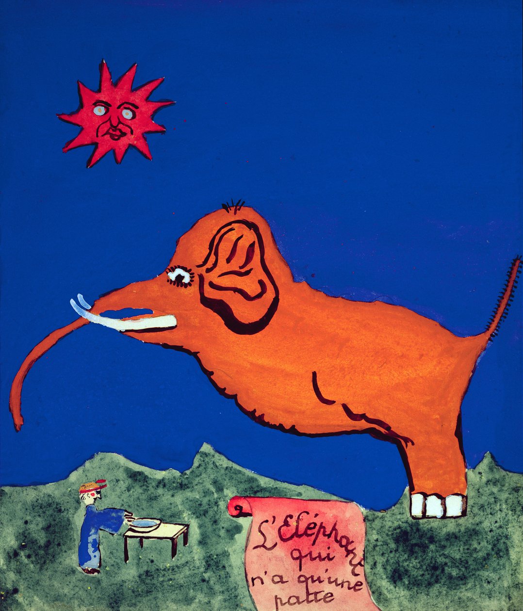 The Elephant with Only One Leg, illustrasjon for den håndskrevne diktsamlingen 