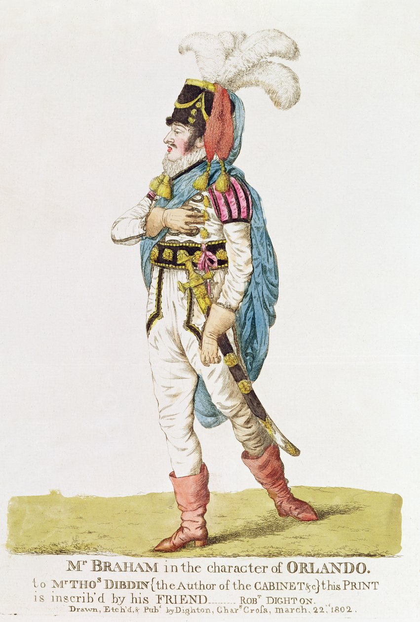 M.John Braham (1777-1856) karakteren til Orlando, 1802 av Robert Dighton