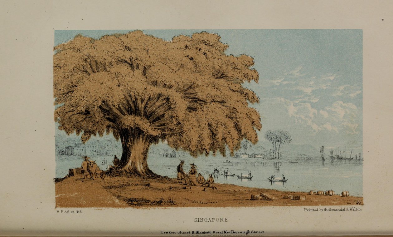 Singapore, akvarellmaleri av Robert Elwes (1819–1878), en velstående ung britisk herre fra Norfolk. av Robert Elwes