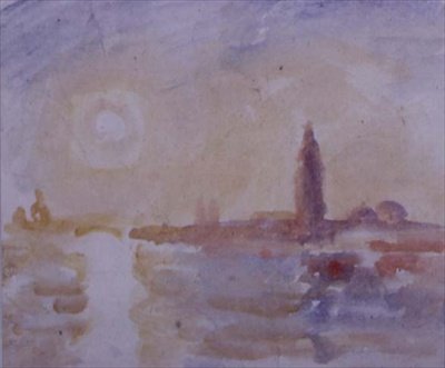 Solnedgang, Venezia, ca. 1900-30 (wc på papir) av Robert Graham Dryden Alexander