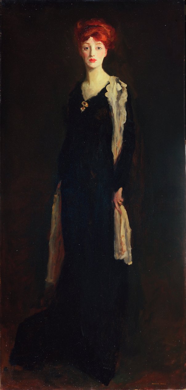Dame i svart med spansk skjerf (O i svart med skjerf) av Robert Cozad Henri