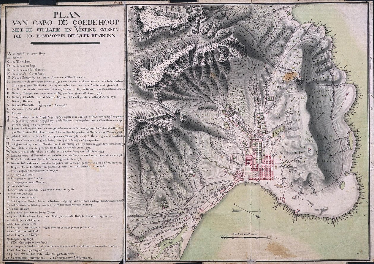 Kart over Cabo de Good Hope av Robert Jacob Gordon