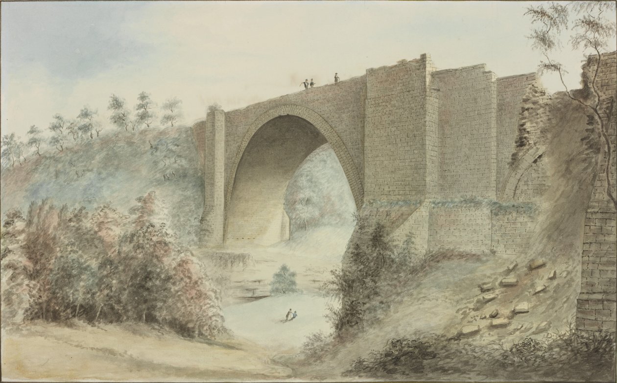Tanfield Arch (blekk og wc på papir) av Robert Johnson