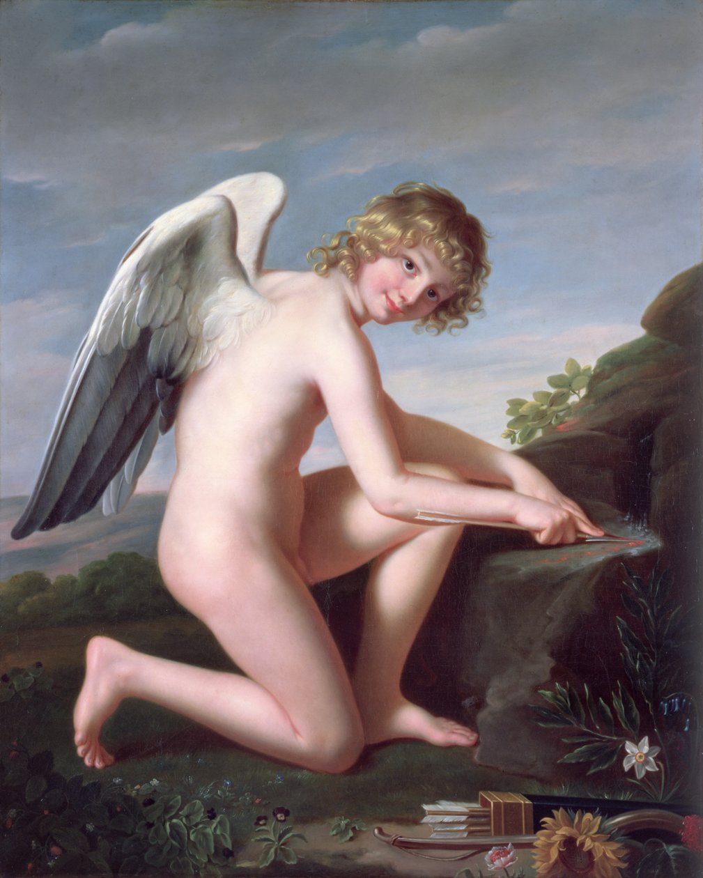 Amor som skjerper pilene sine, 1798 av Robert Lefevre