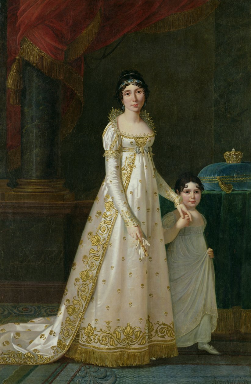 Portrett av Marie-Julie Clary (1777-1845) Dronning av Napoli med datteren Zenaide Bonaparte (1801-54) 1807 av Robert Lefevre