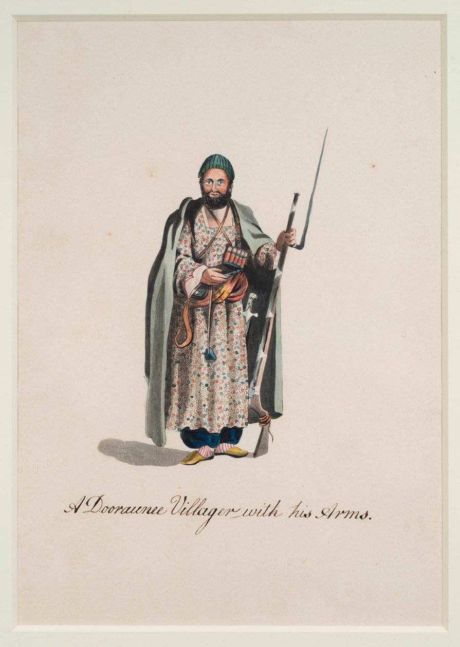 En landsbyboer fra Dooraunee med armene, 1815 av Robert Melville Grindlay
