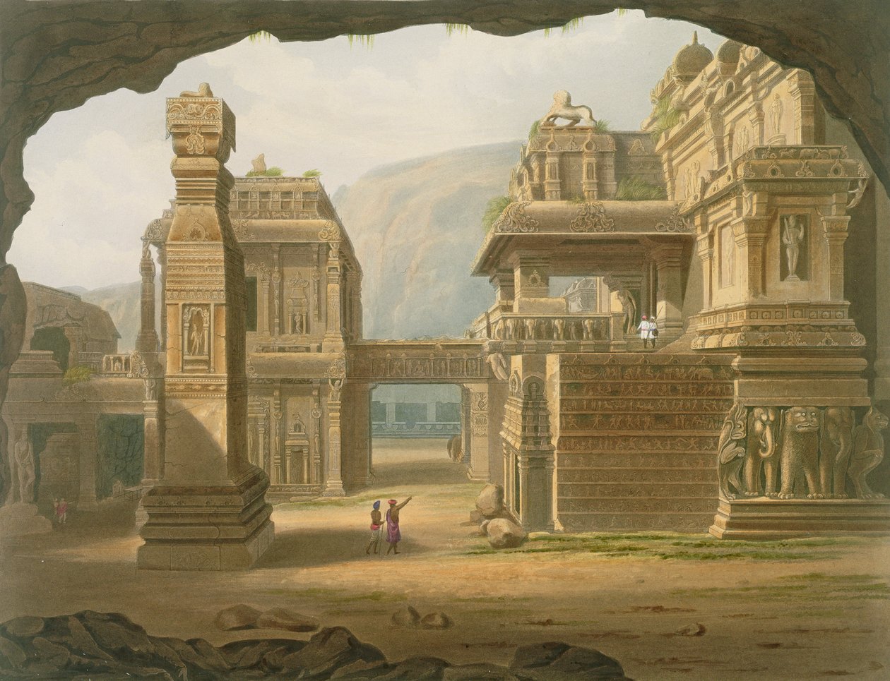 Great Excavated Temple at Ellora i 1813, fra bind I av 