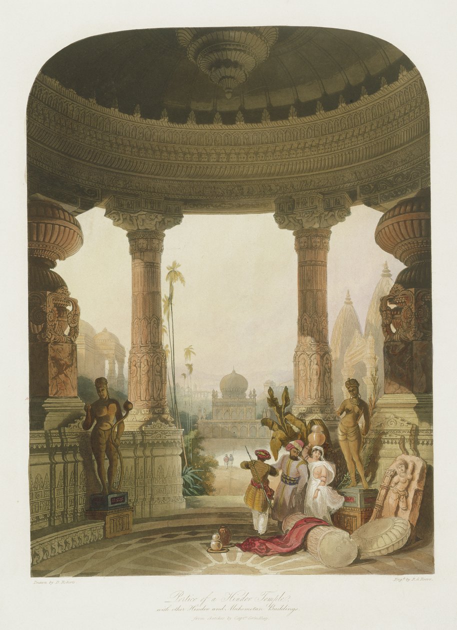 Portico of a Hindoo Temple, med andre Hindoo- og Mahomedan-bygninger av Robert Melville Grindlay