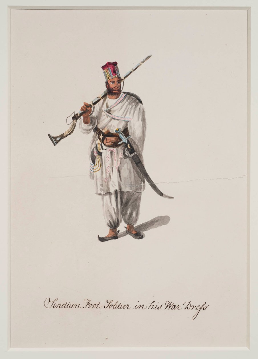 Sindisk fotsoldat i sin krigskjole, 1815 av Robert Melville Grindlay