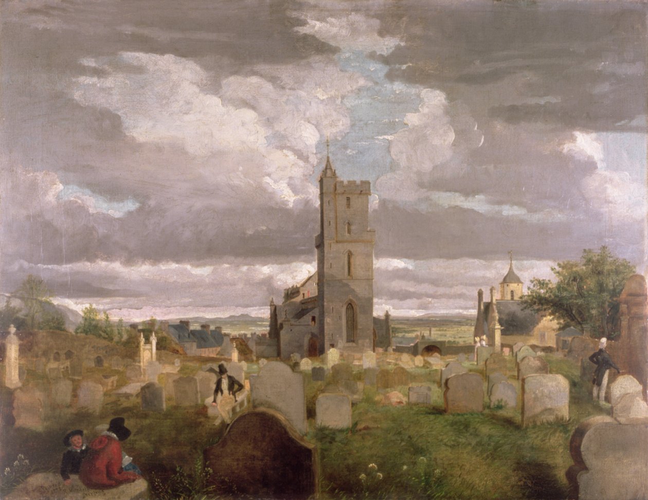 Den gamle kirkegården, Stirling, 1835 av Robert Mitchell