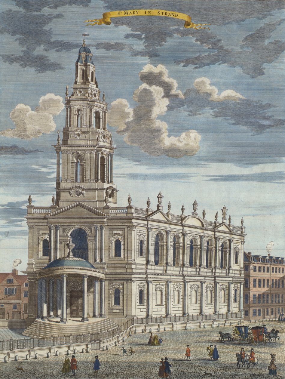 St. Mary le Strand, fra A Book of the Prospects of the Remarkable Places in and about City of London, ca. 1700 av Robert Morden