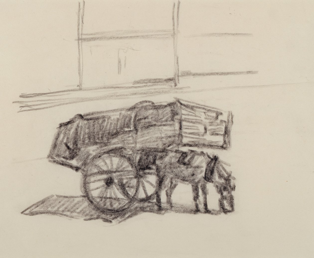 Studie for Hay Carts, Cumberland Market, ca. 1915 (fargestift på papir) av Robert Polhill Bevan