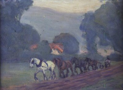 Firehestelaget, ca. 1906 av Robert Polhill Bevan