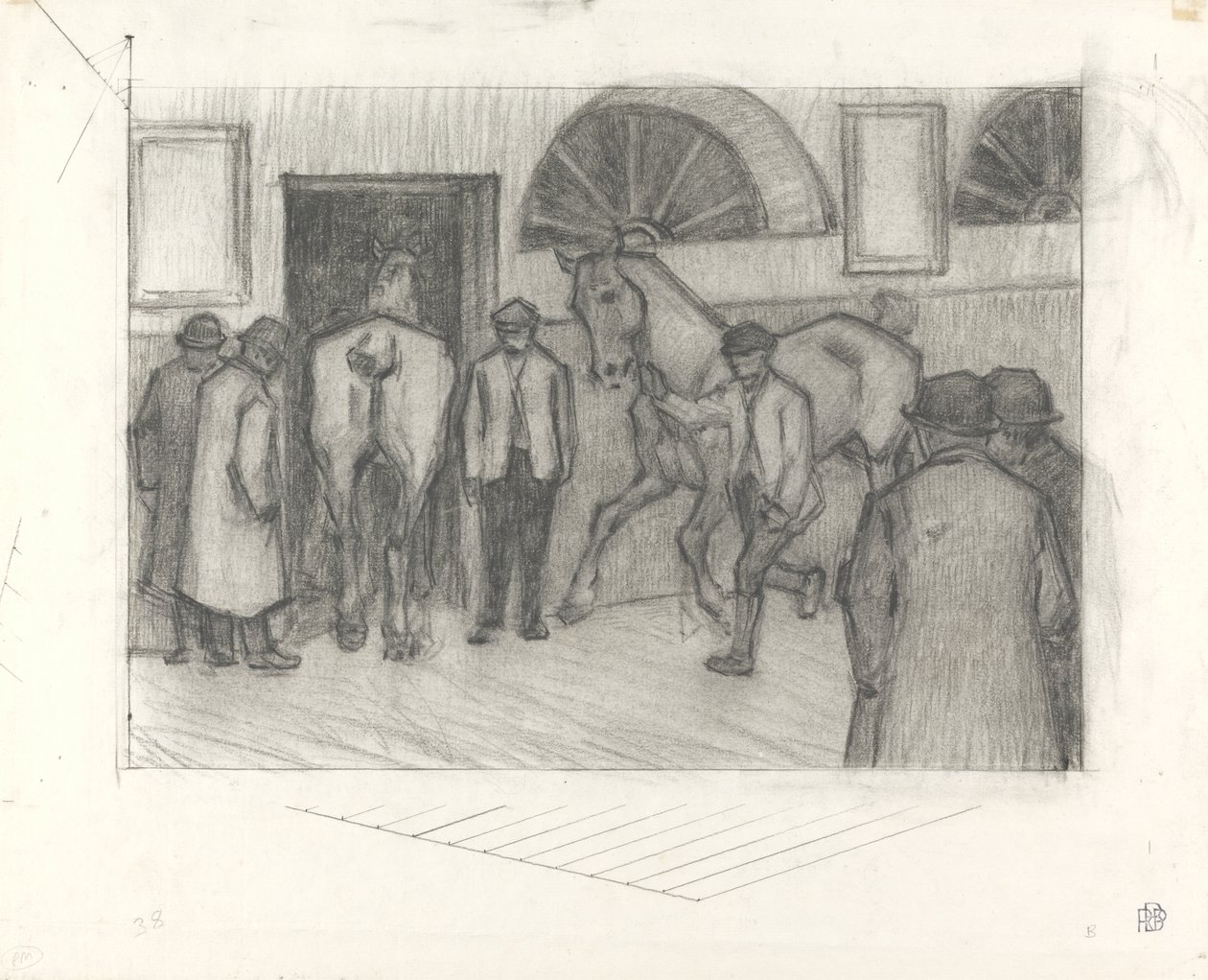 The Horse Mart, ca. 1917 (fargestift på papir) av Robert Polhill Bevan