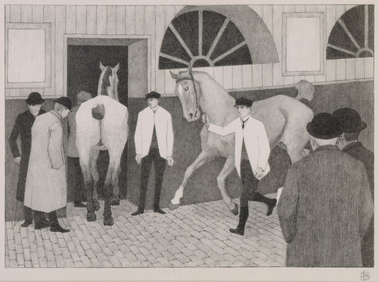 Hestemart. ca. 1918 (svart kritt på papir) av Robert Polhill Bevan