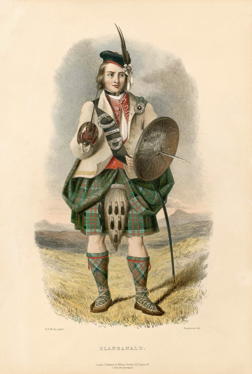 Clanranald, fra The Clans of the Scottish Highlands, pub.1845 av Robert Ronald McIan