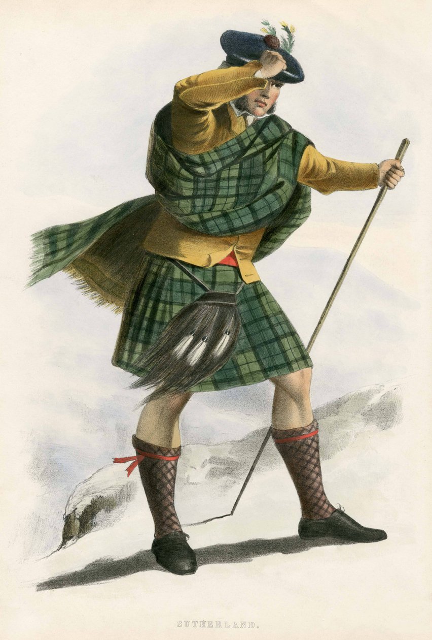 Sutherland, fra The Clans of the Scottish Highlands, pub.1845 av Robert Ronald McIan