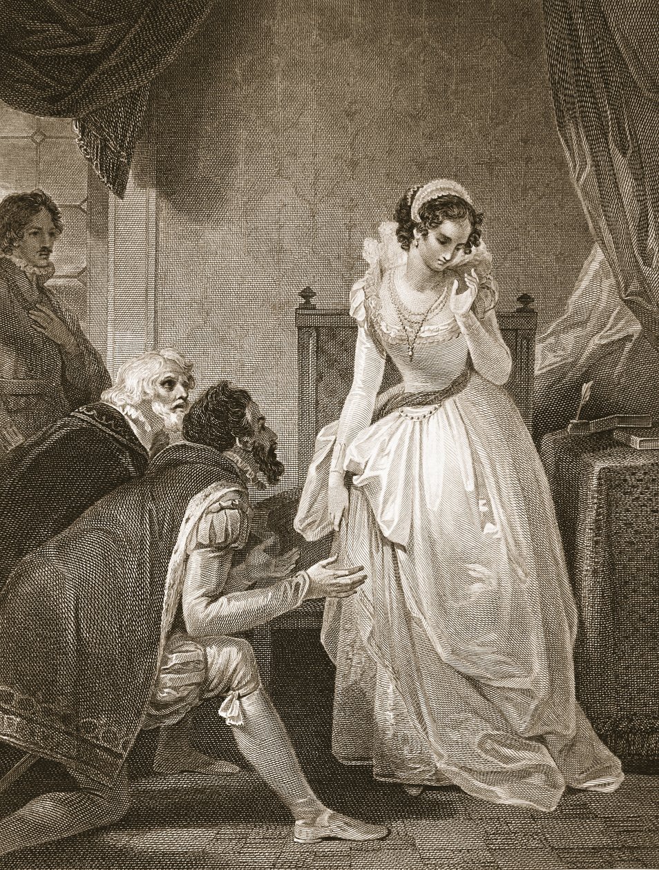 Lady Jane Gray avslår kronen, gravert av W. Bromley, illustrasjon fra David Humes 