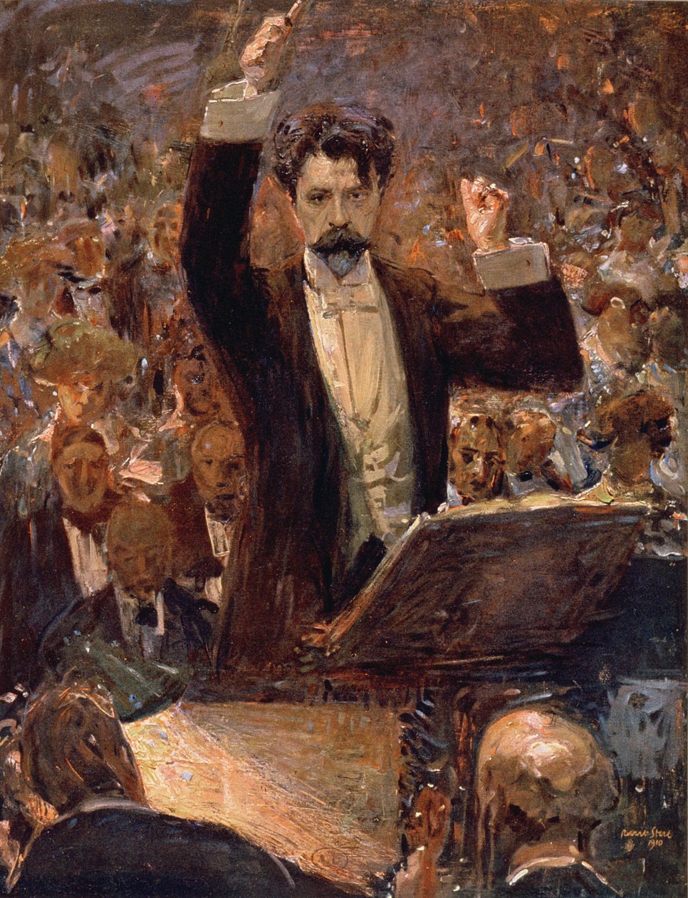Arthur Nikisch (1855-1922) dirigerte en konsert i Gewandhaus i Leipzig, 1910 av Robert Sterl