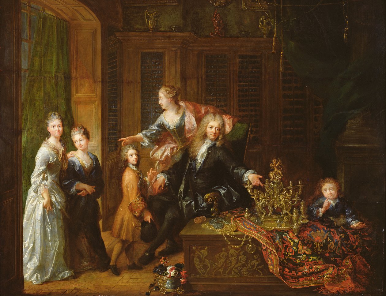 Portrett av Nicolas de Launay (1646-1727) og hans familie av Robert Tournieres