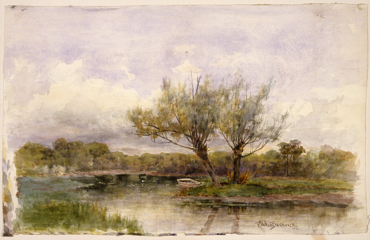 Landskap, 1881 (wc og grafitt på papir) av Robert Ward van Boskerck