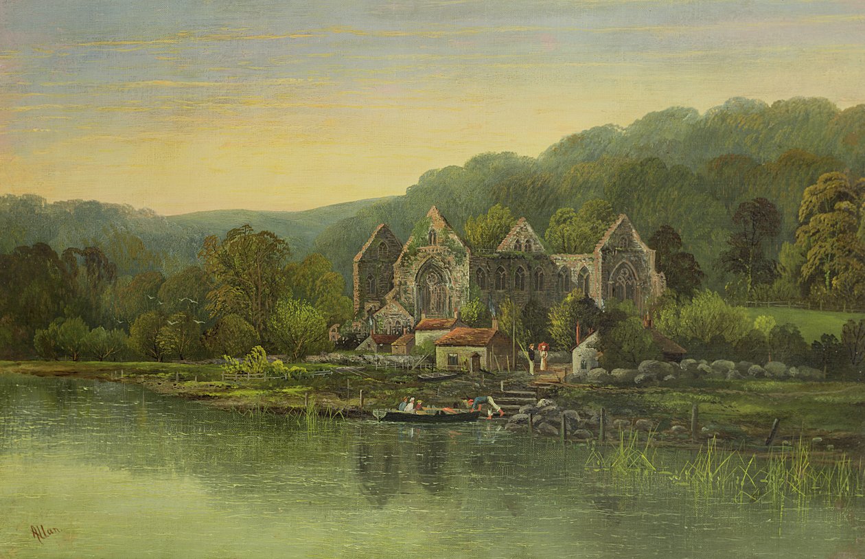 Ruined Abbey on a River, ca. 1880 av Robert Weir Allan