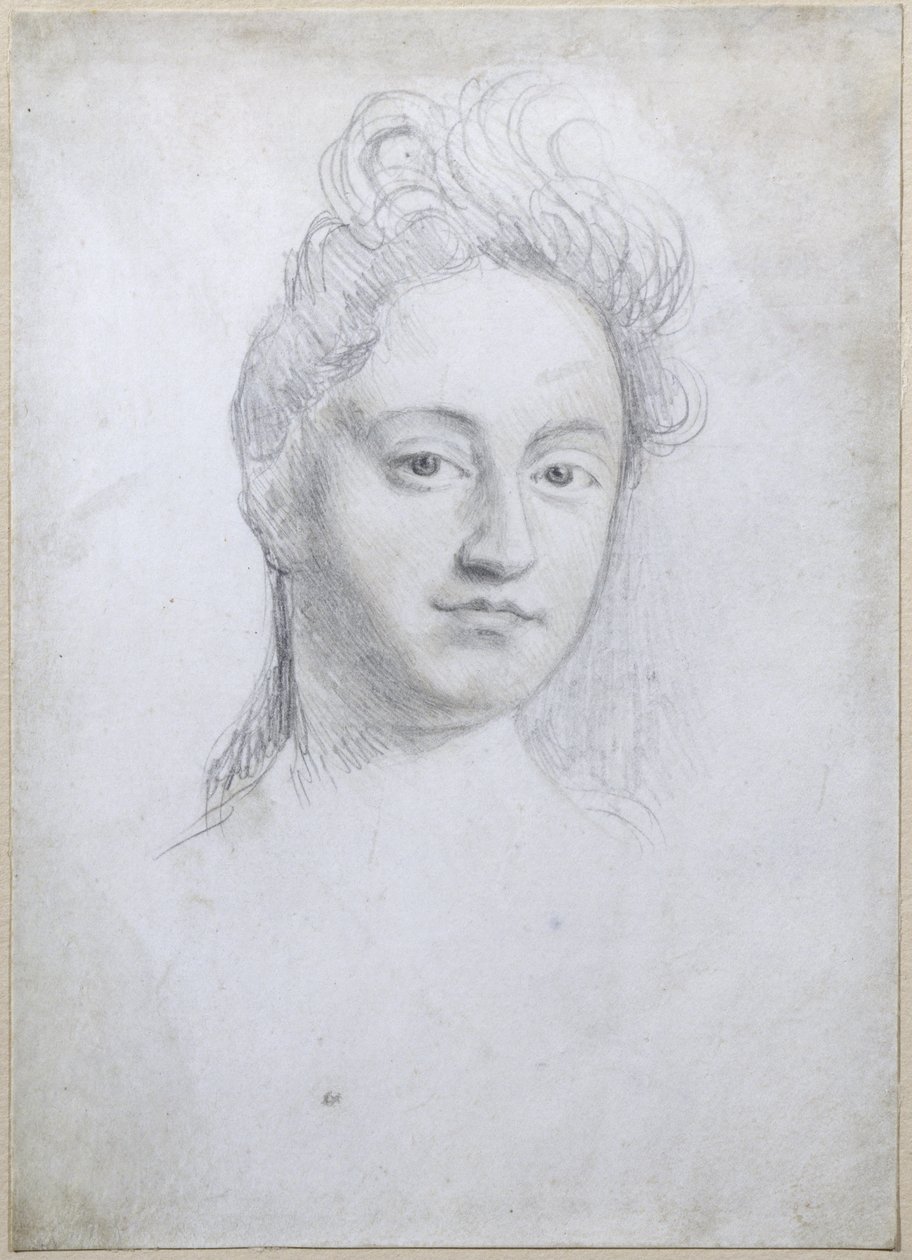 Portrett av Sarah Churchill, hertuginne av Marlborough (1660-1744) (blyant på vellum) av Robert White