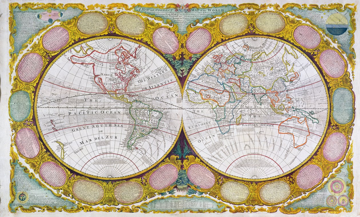 Et nytt og riktig kart over verden, 1770-97 av Robert Wilkinson