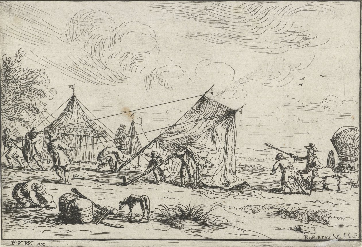 Sette opp et telt av Robert van den Hoecke