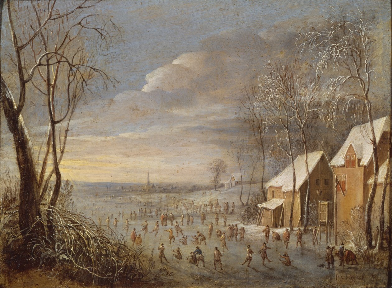 Skøytescene eller snøeffekt av Robert van den Hoecke
