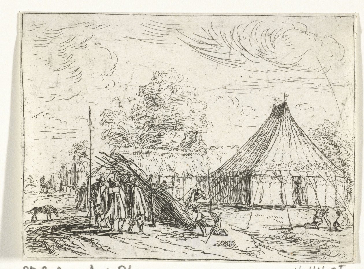 Soldater nær et telt av Robert van den Hoecke