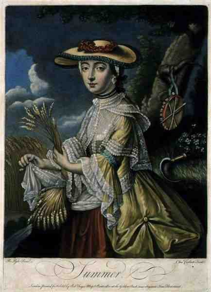Sommer, gravert av C. Corbutt (Richard Purcell) (fl.1746-66), pub. av Robert Sayer, ca. 1760 (mezzotintgravering) (se også 125559-60 og 125562) av Robert (after) Pyle