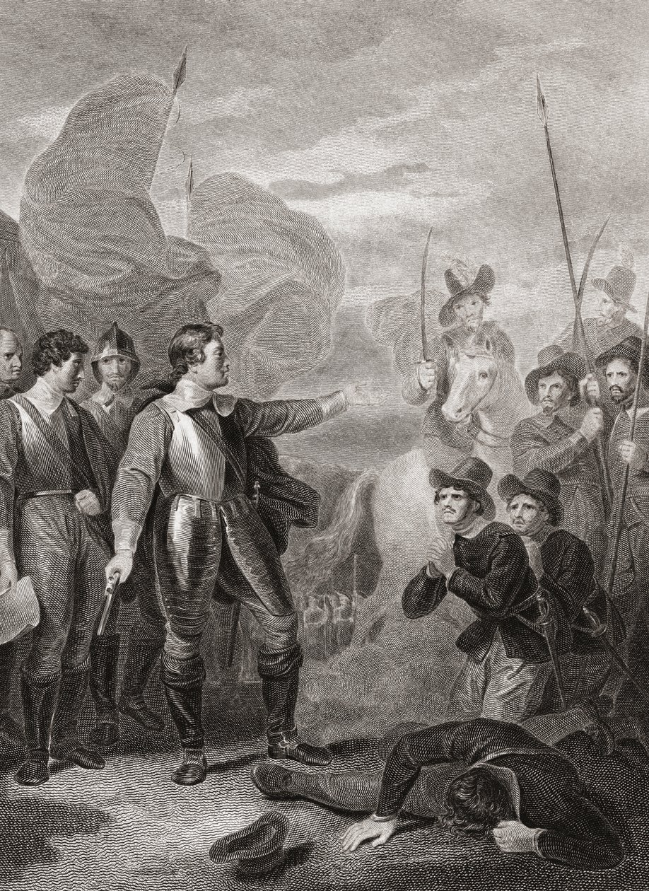 Oliver Cromwell undertrykker Burford-mytteriet. (skrive ut) av Robert (after) Smirke