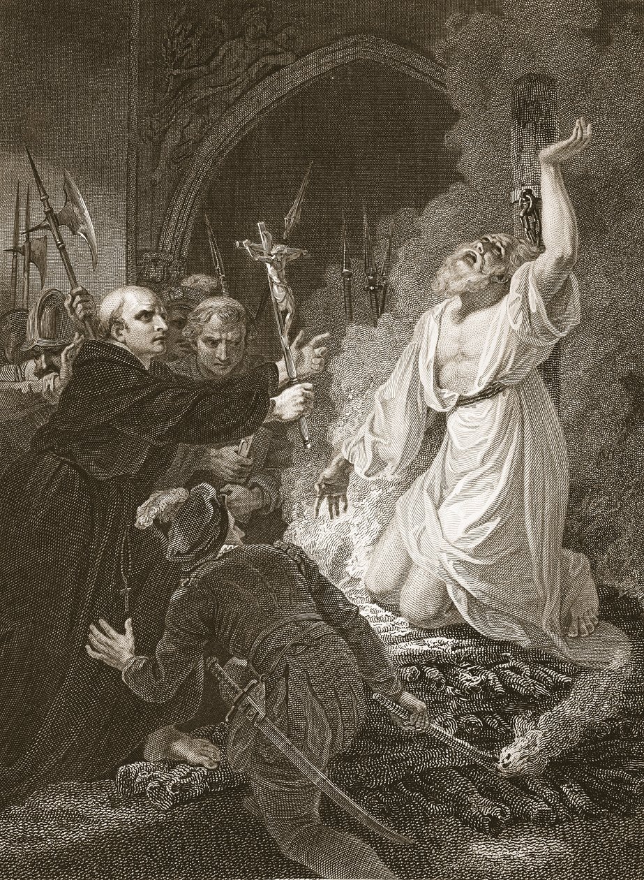 The Martyrdom of Archbishop Cranmer, gravert av W. Bromley, illustrasjon fra David Humes 
