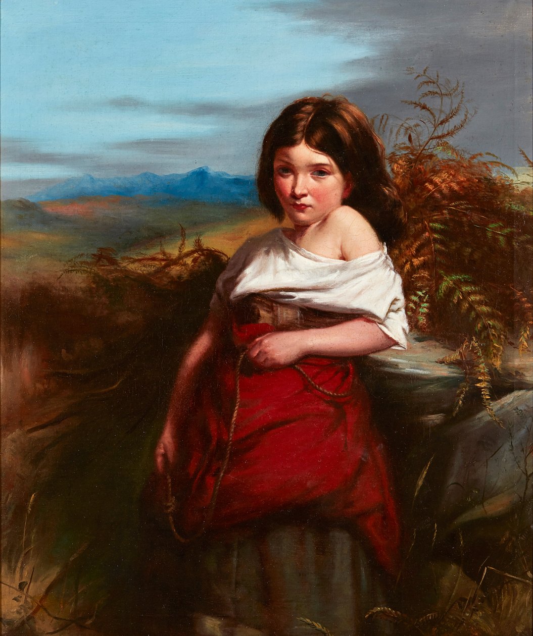 A Fern Gatherer (olje på lerret) av Robert (follower of) Herdman