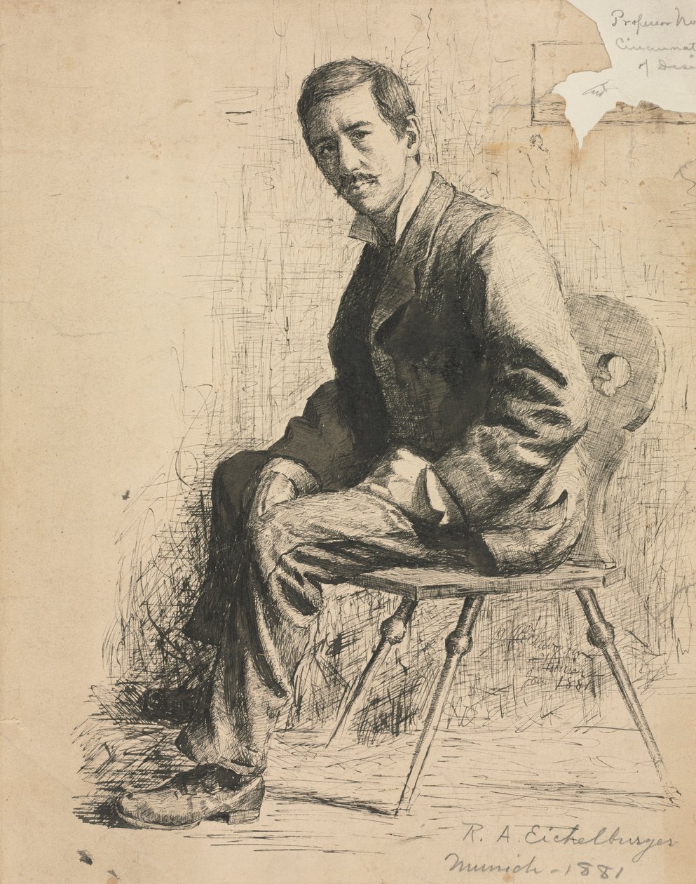 Skisse av professor Mowotny, 1881. av Robert A. Eichelberger