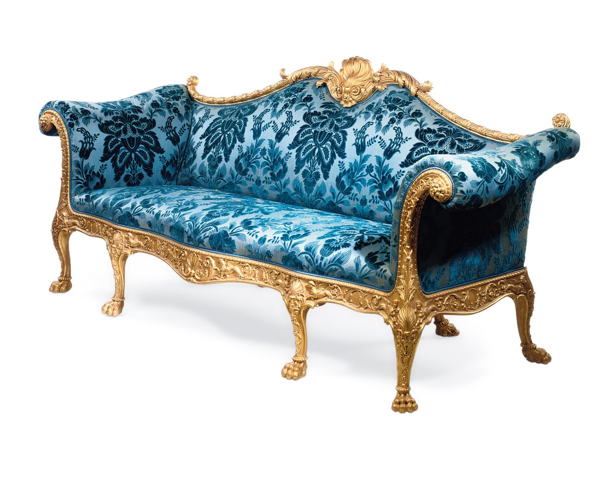 En George III sofa i forgylt tre av Robert Adam