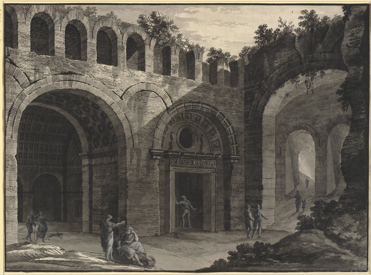 Arkitektonisk fantasi om en indre gårdsplass til en antikk ruin av Robert Adam