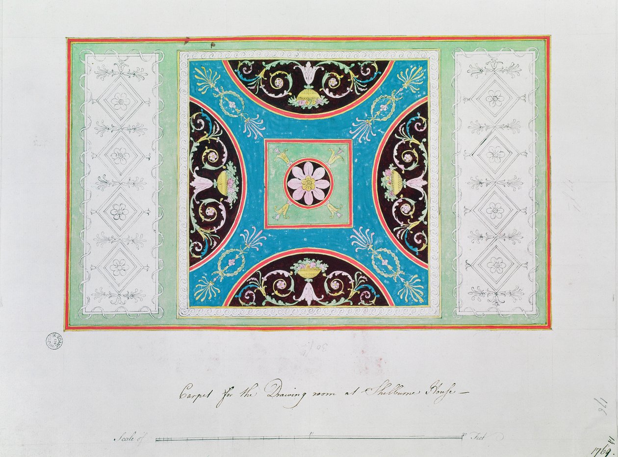 Teppedesign for salongen, Shelburne House av Robert Adam
