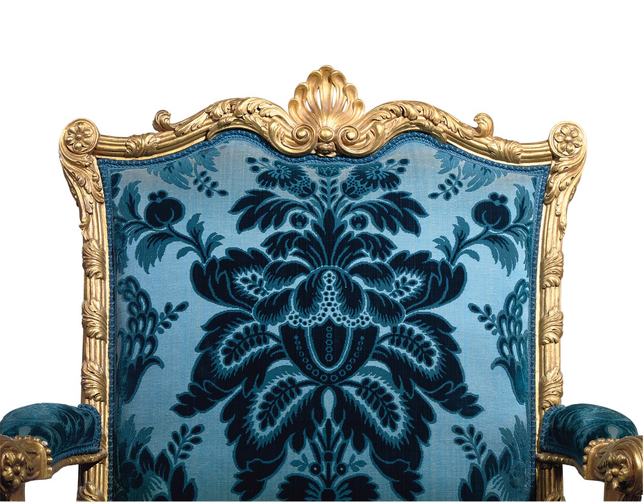 En av et par George III lenestoler i forgylt tre av Robert Adam