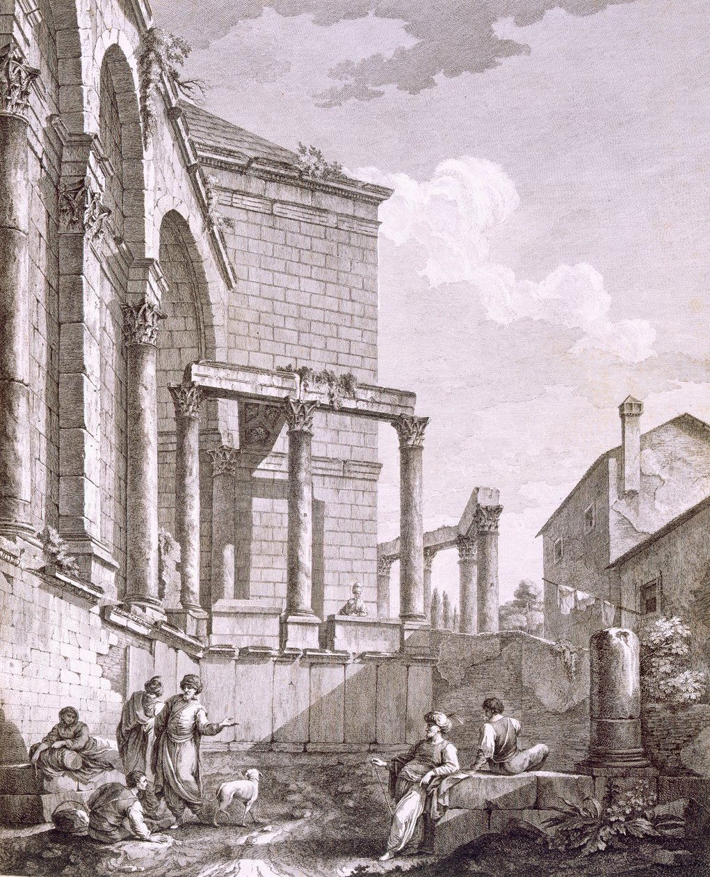 Sidevisning av Jupiter-tempelet, pub. 1764. av Robert Adam