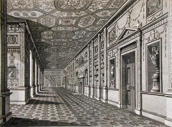 Biblioteket ved Syon House, bygget 1760-69 (gravering) av Robert Adam