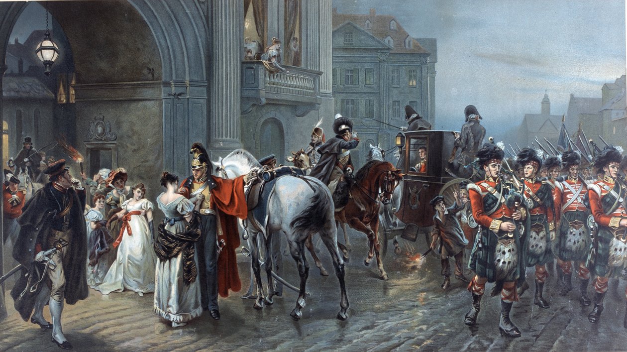 Innkalt til Waterloo, Brussel, 1815, ca. 1898 av Robert Alexander Hillingford