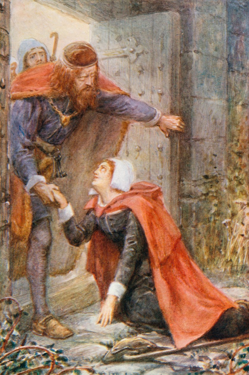 Barmhjertighet ved wicketporten (fargelitografi) av Robert Ambrose (after) Dudley